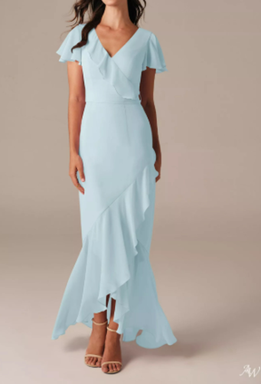 AW BRIDAL 6 S skylight blue chiffon Celia bridesmaid party maxi dress NEW B45